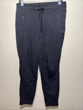 Women's Black Drawstring Joggers with Zip Pockets